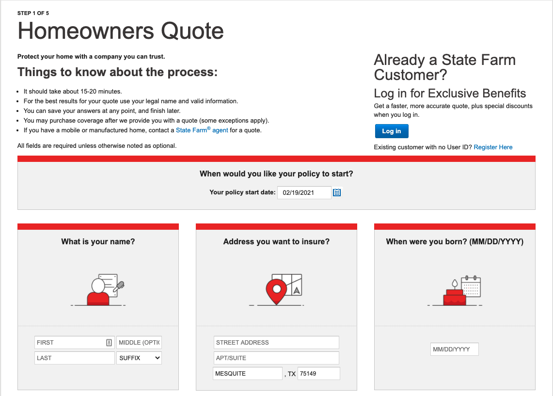 Legacy State Farm Quote Flow
