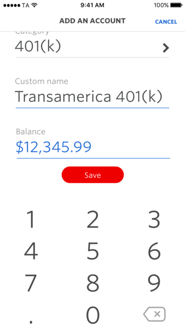 Balance Entry Interface